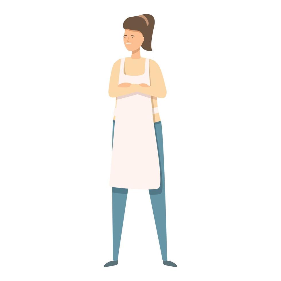 Home woman ready for cook icon cartoon vector. Family food vector