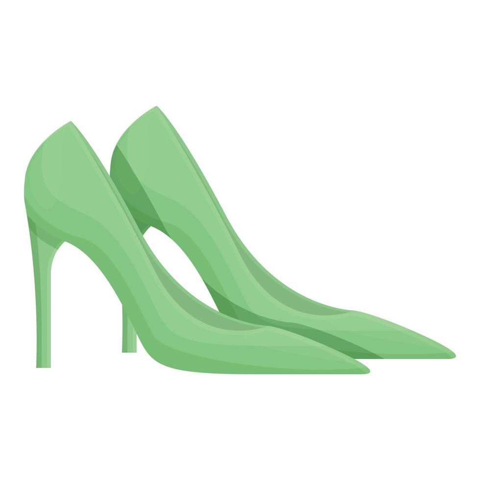 verde alto tacones Zapatos icono dibujos animados vector. Moda hembra vector