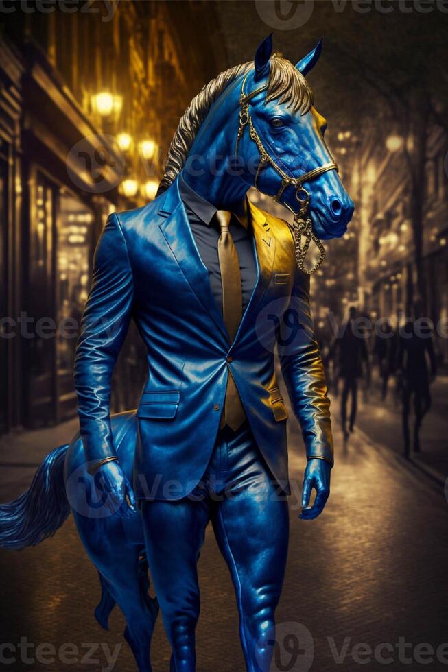 statue of a horse wearing a suit and tie. . photo