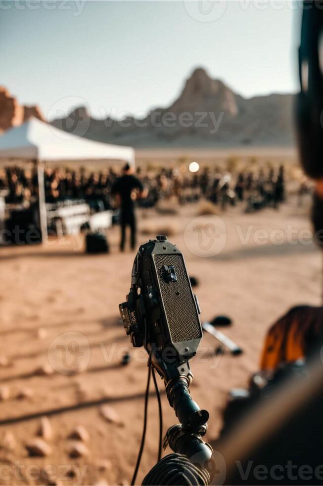 close up of a camera on a tripod. . photo