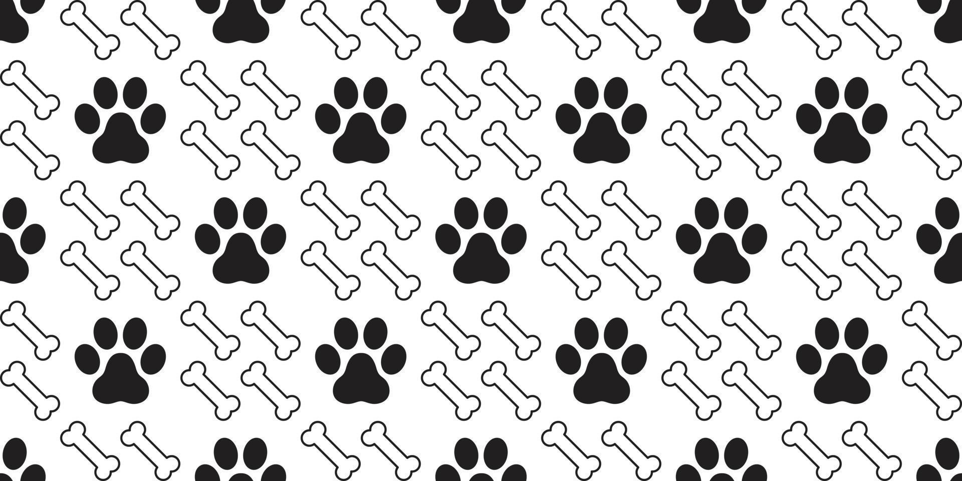 Dog Bone paw Seamless pattern vector cat footprint Bone doodle wallpaper repeat background