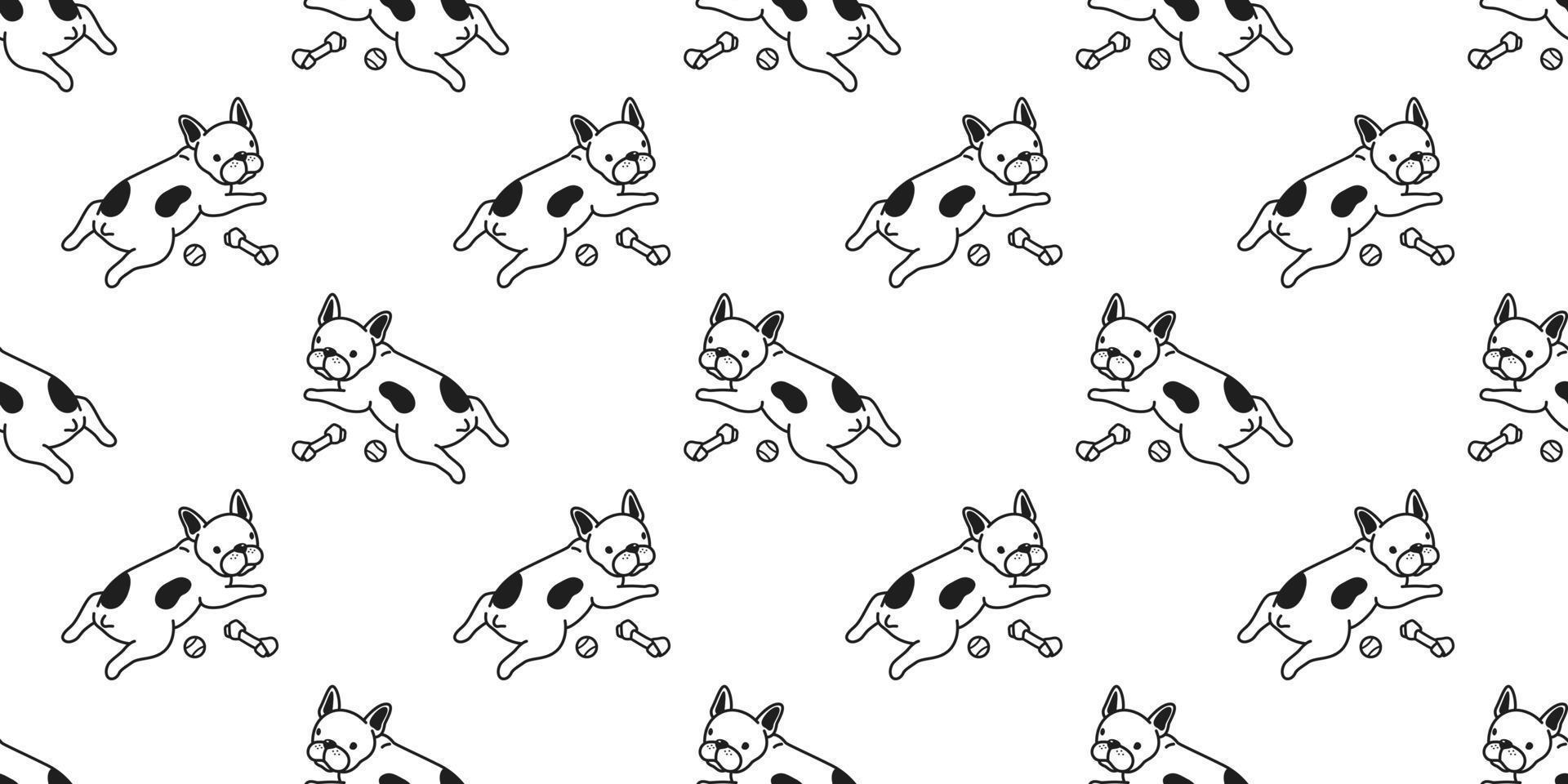 Dog Seamless pattern vector french bulldog pug dog bone paw bone isolated repeat background wallpaper white