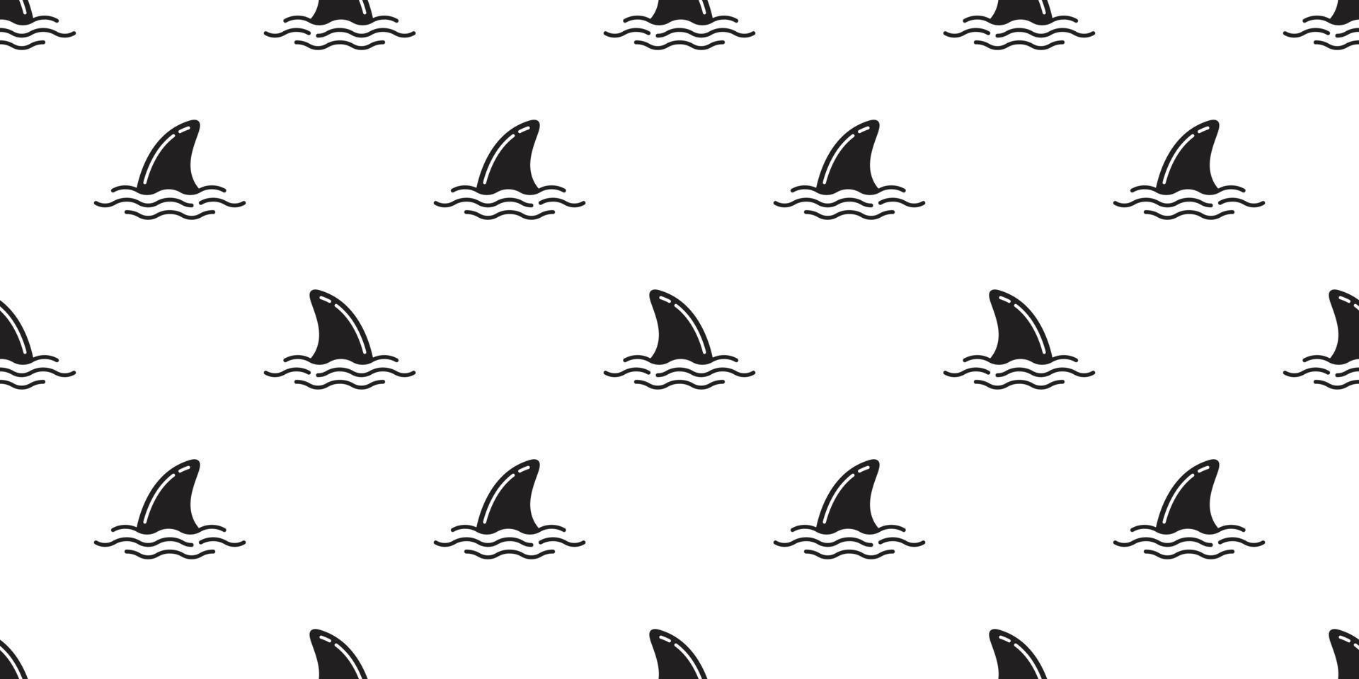 shark fin seamless pattern vector dolphin isolated whale sea ocean wave island beach tropical summer repeat background wallpaper