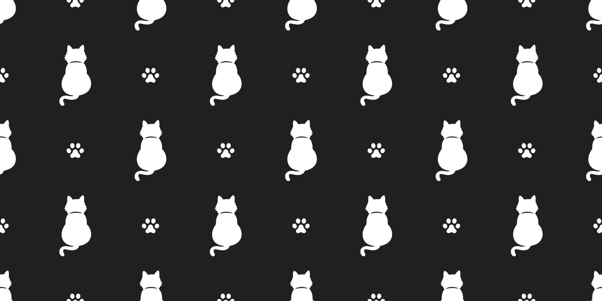 cat paw seamless pattern vector breed isolated wallpaper background black