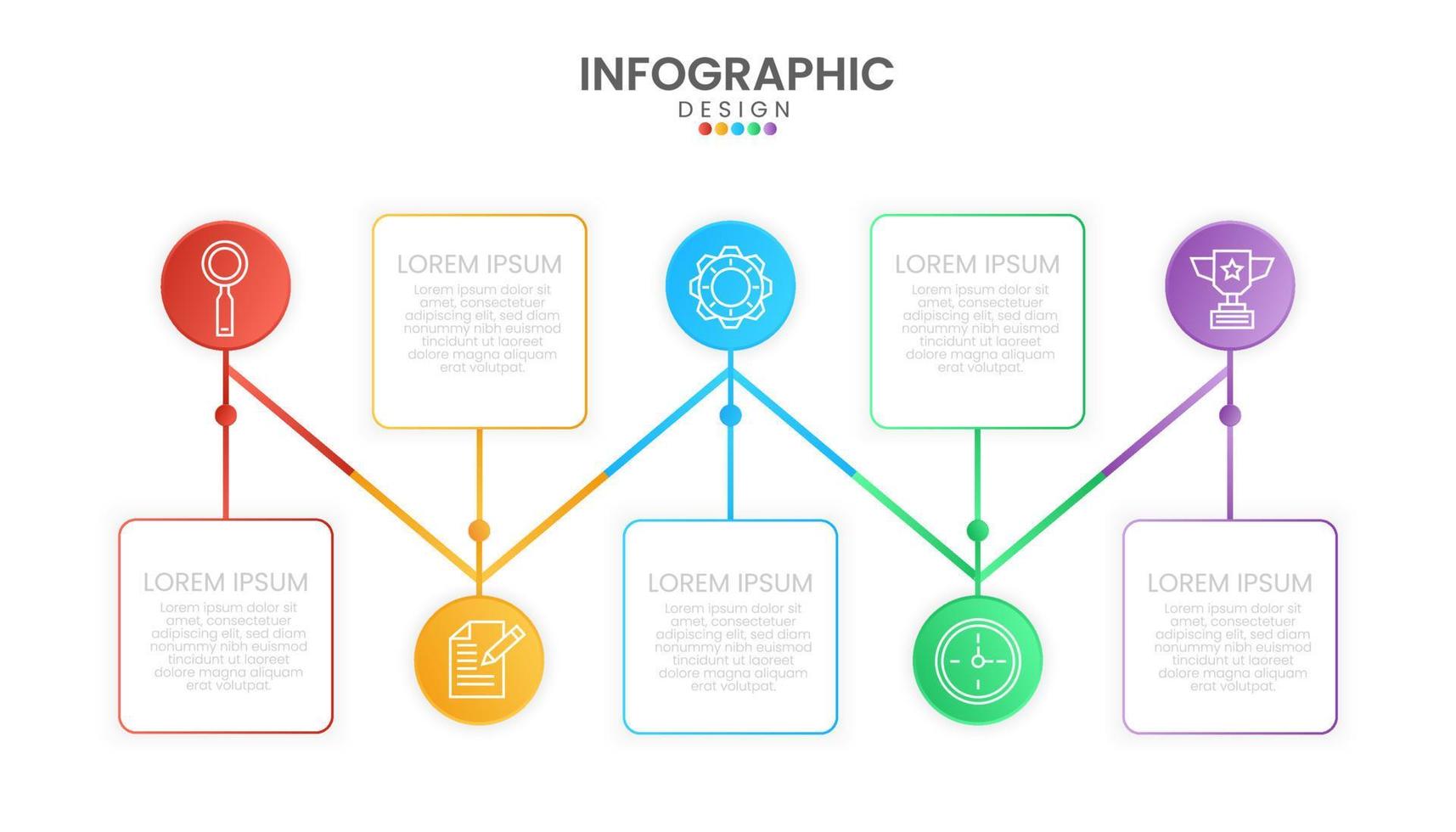 Infographic timeline design template. Business concept with 5 options, Colorful diagram timeline and schedule. Infographic design vector and marketing