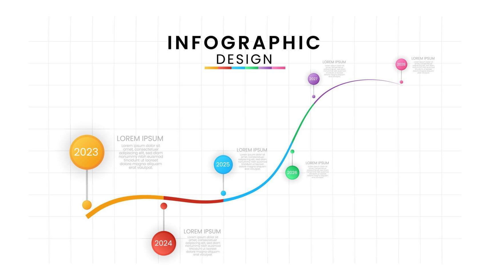 Infographic template for business isolated on white background. Company milestones timeline concept with 6 steps, Vector presentations.