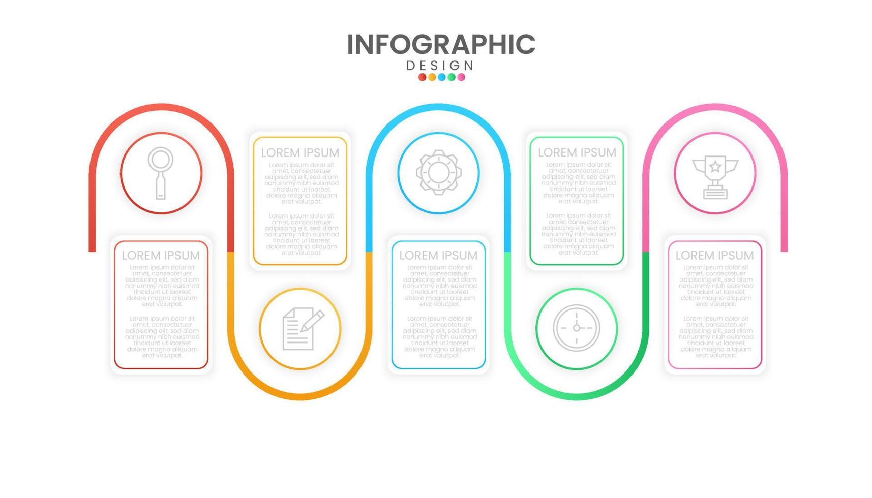 Infographic design template. Road map timeline concept with 5 steps. Vector illustration