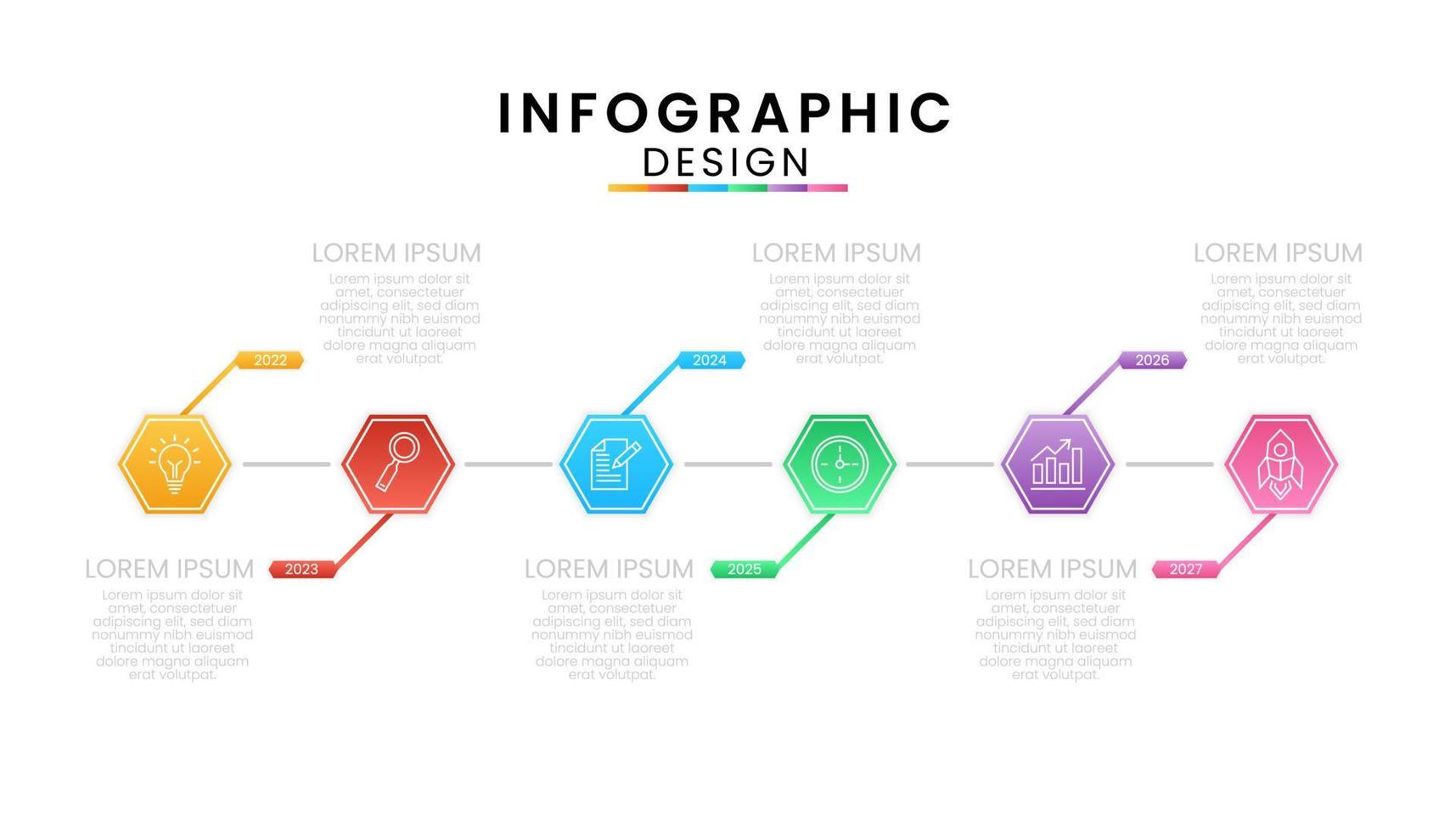 Infographic template for business. Timeline concept with 6 step. vector