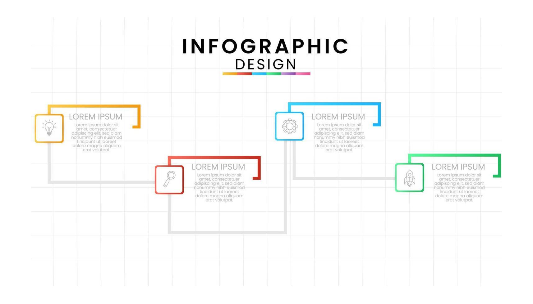 negocio datos proceso gráfico concepto. cuadrado infografía íconos diseñado para moderno antecedentes modelo con 4 4 opciones, pasos, partes vector