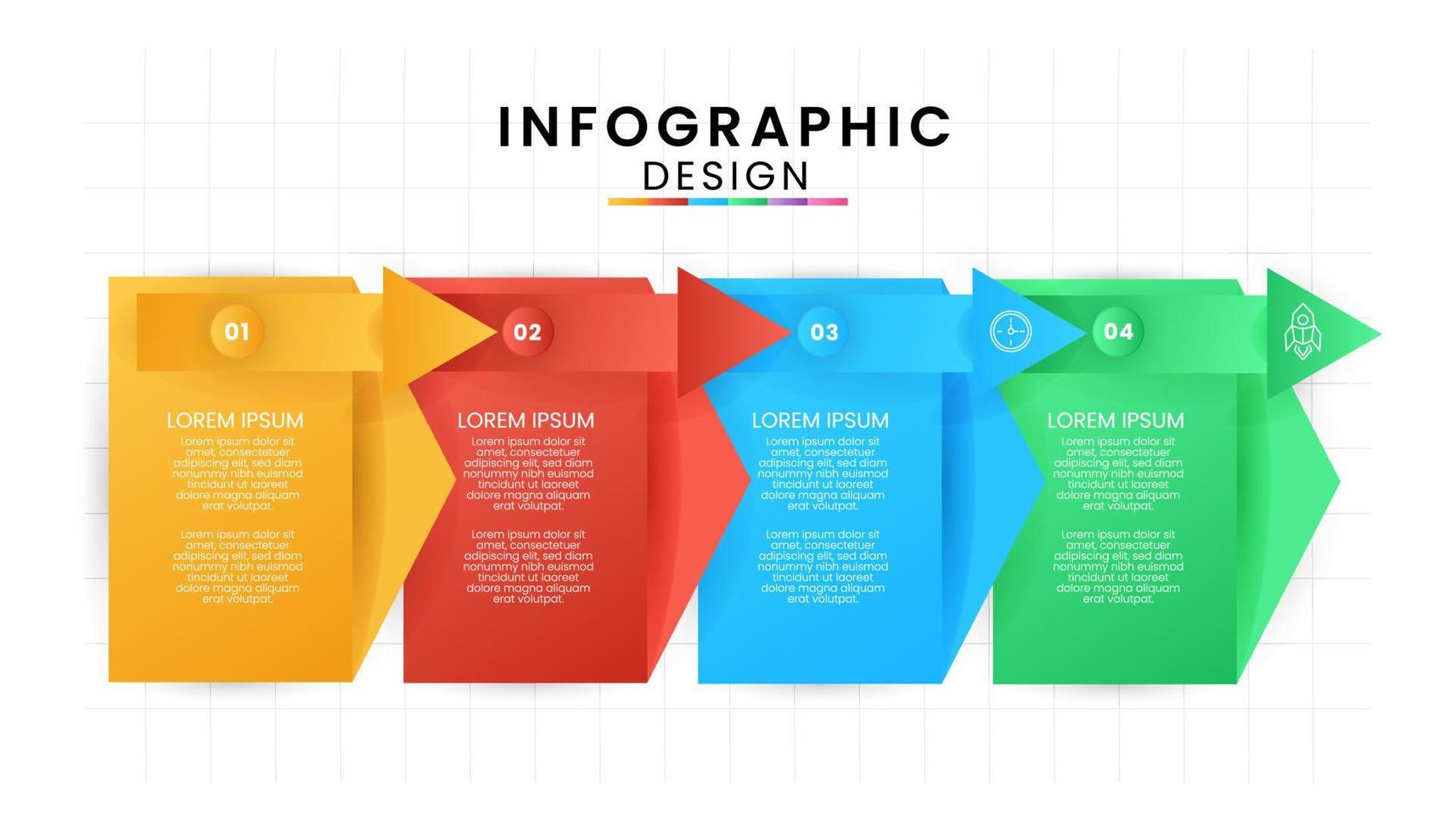 Infographic template for business isolated on white background. Modern arrow concept with 4 options, steps, part, Vector presentation