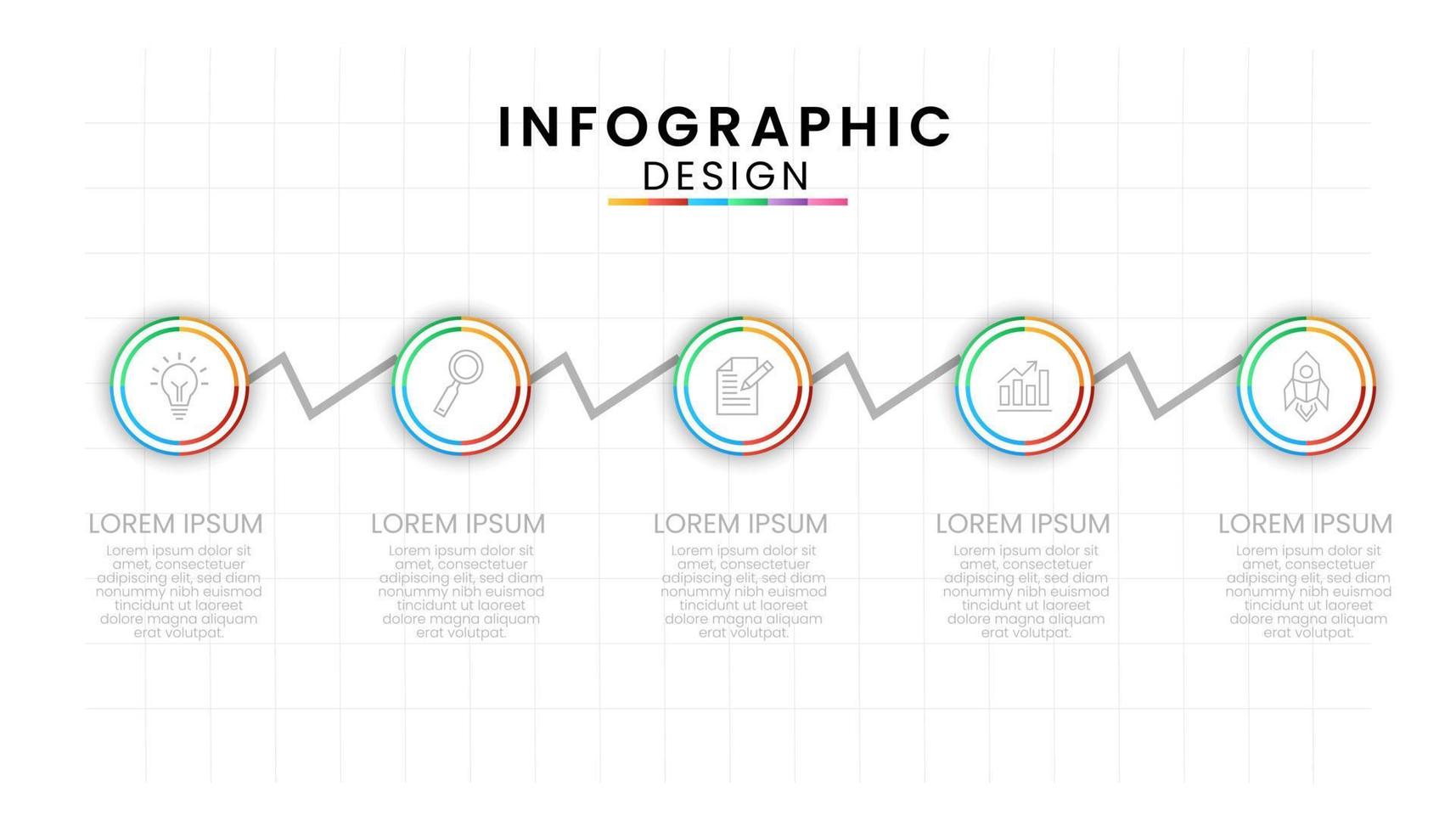 negocio datos proceso gráfico concepto. circulo infografía íconos diseñado para moderno antecedentes modelo con 5 5 opciones, pasos, partes. vector