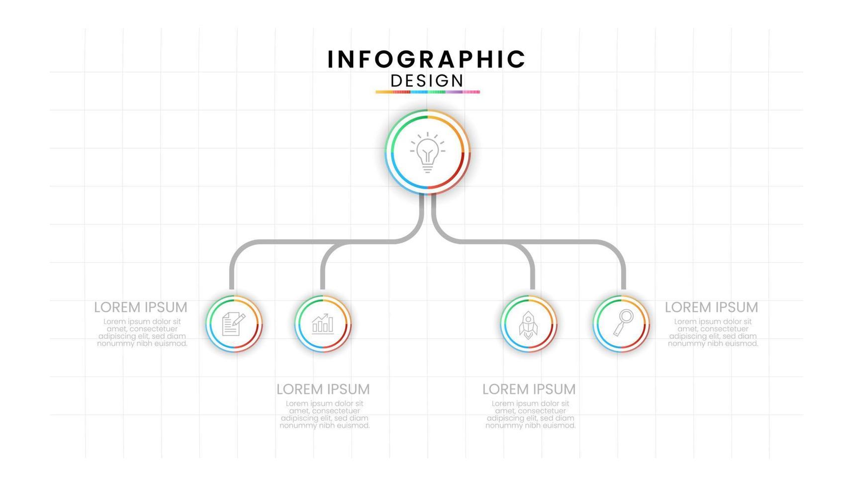 Business data process chart concept. 5 Steps Modern Line Process, circle infographic for modern background template. vector