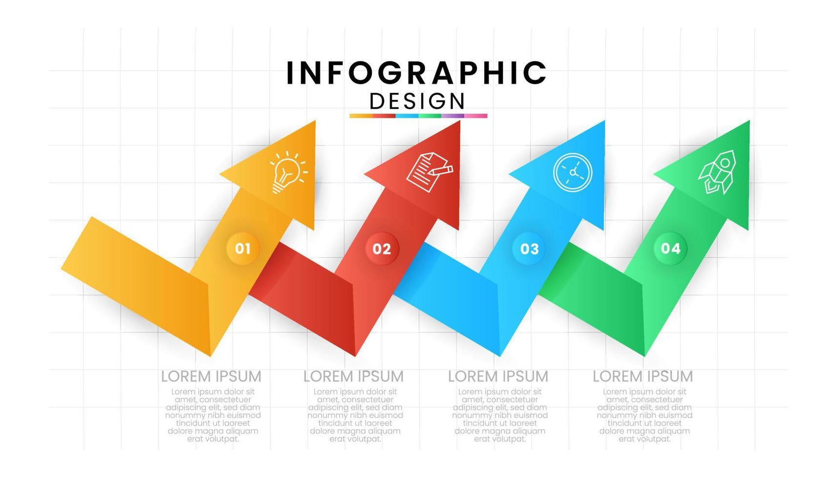 Infographic template for business isolated on white background. Arrow workflow steps process concept with 4 options, part, Vector presentations