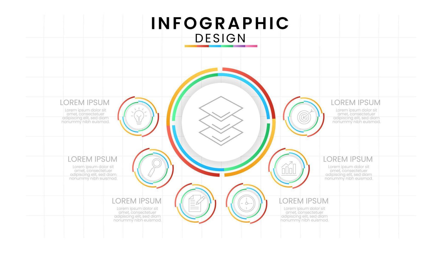 negocio datos proceso gráfico concepto. circulo infografía íconos diseñado para moderno modelo antecedentes. vector