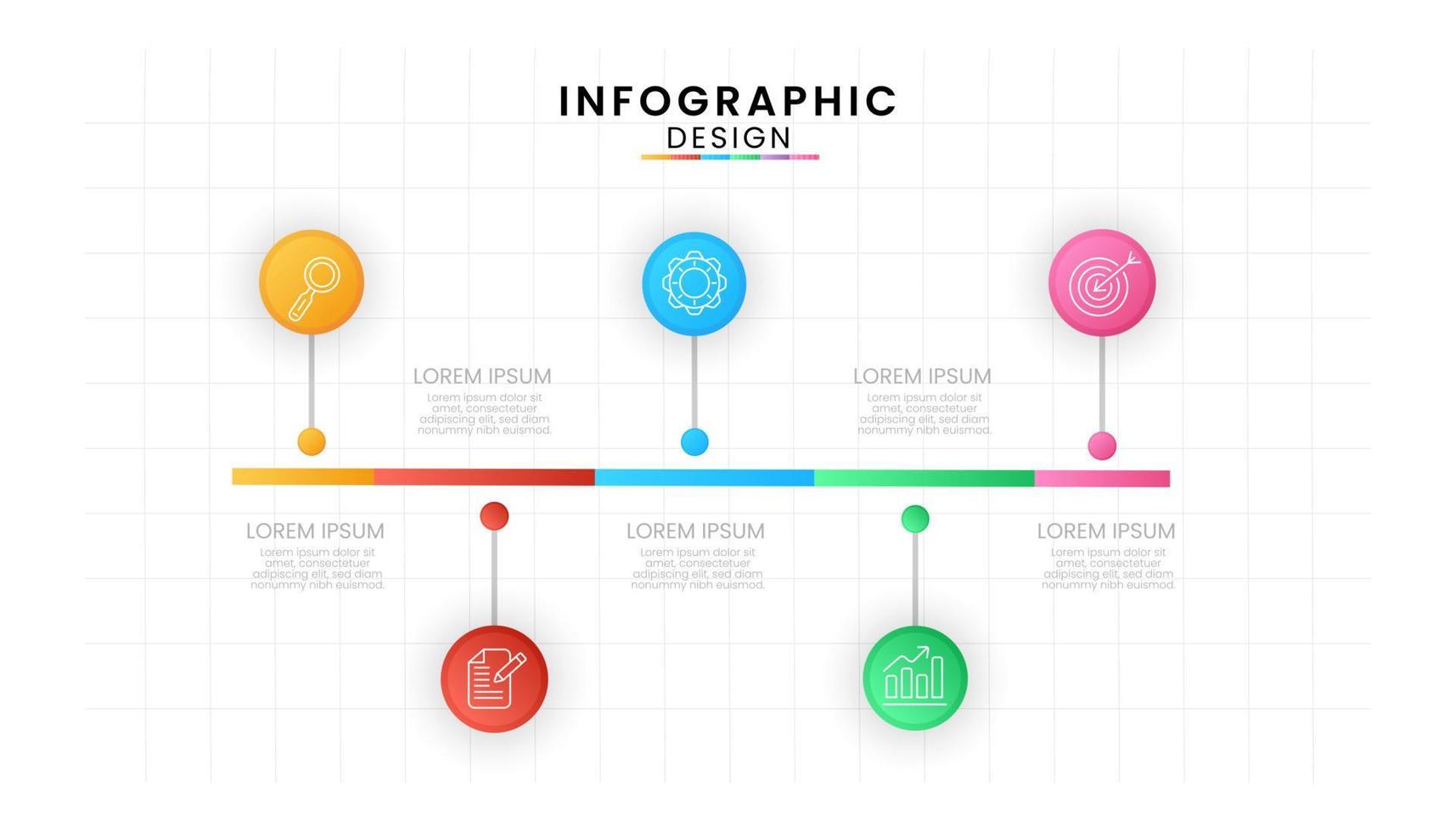 Infographic template for business concept. Timeline with 5 Steps and Process. Vector presentation infographic.