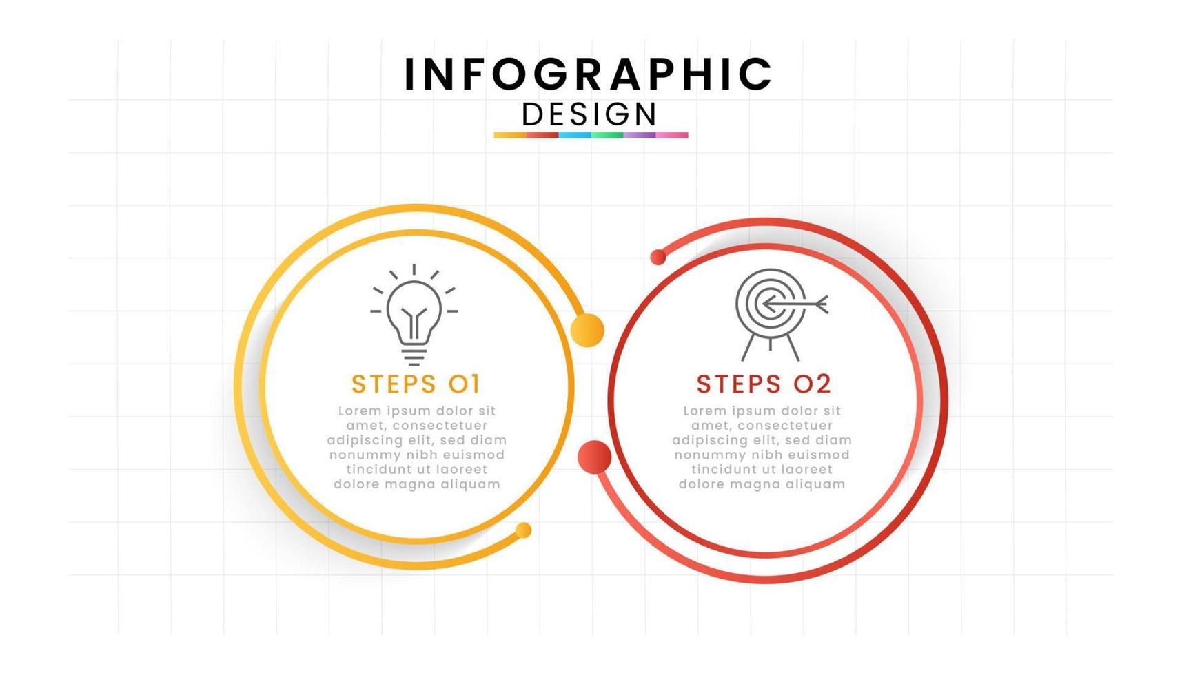 Vector Infographic design template modern timeline. 2 options or steps, Business project template for presentation and report.