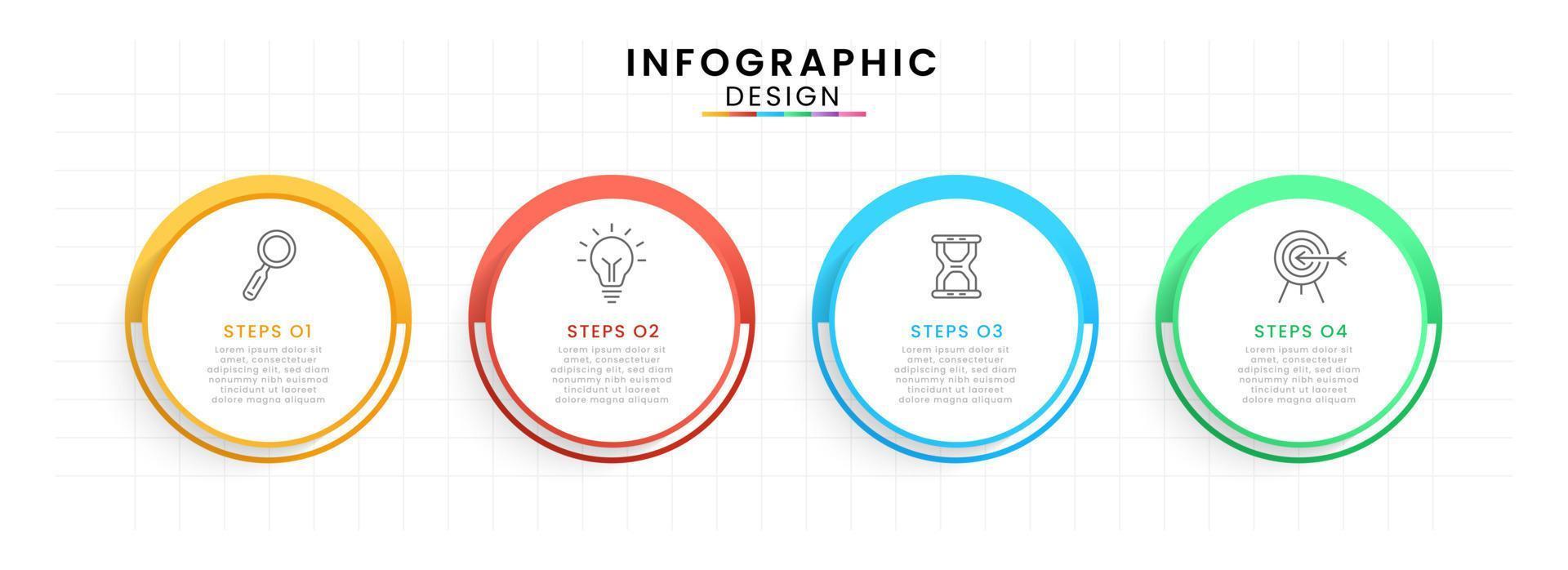 Vector Infographic design template modern timeline. 4 options or steps, Business project template for presentation and report.