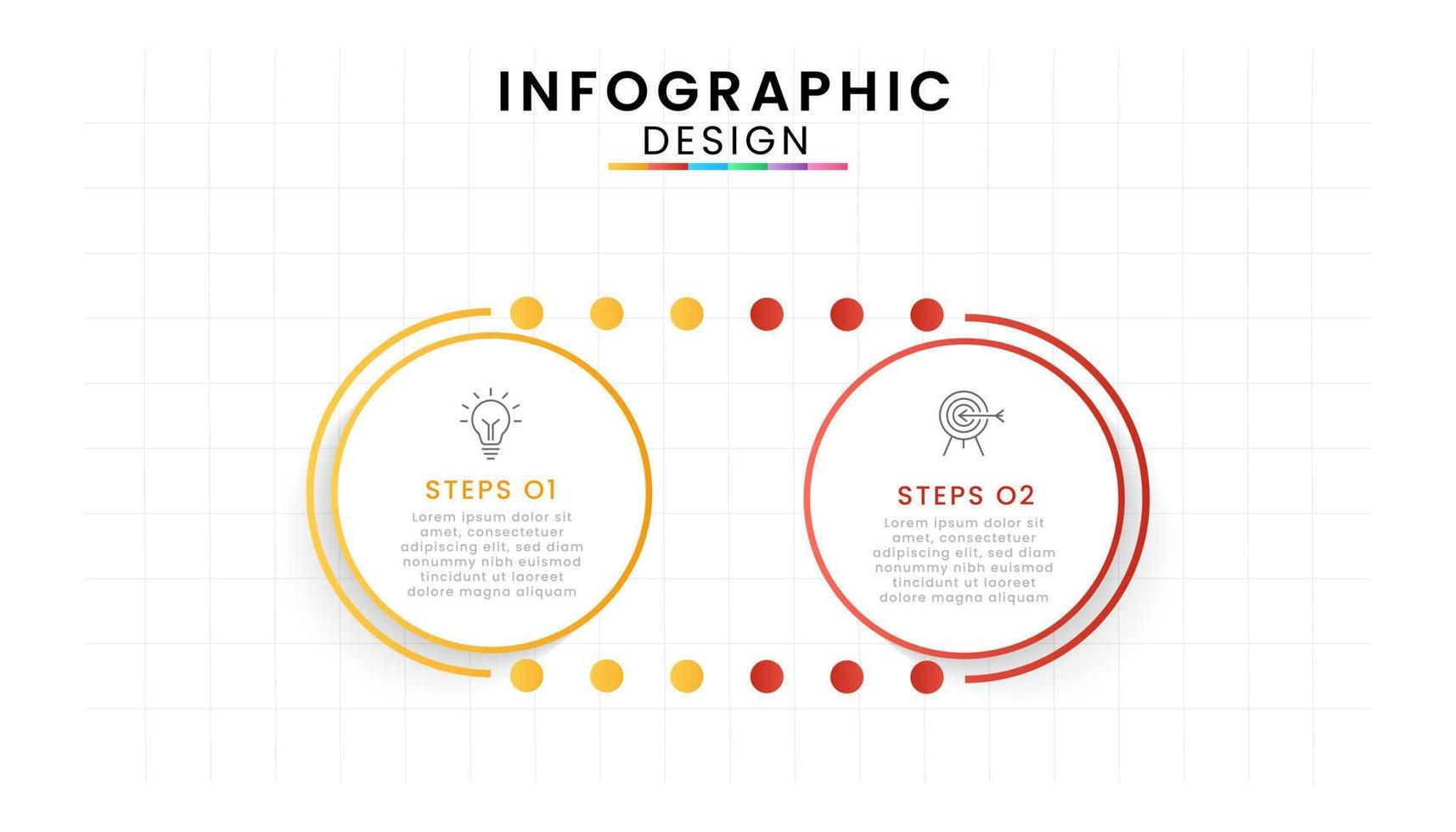 Vector Infographic design template modern timeline. 2 options or steps, Business project template for presentation and report.