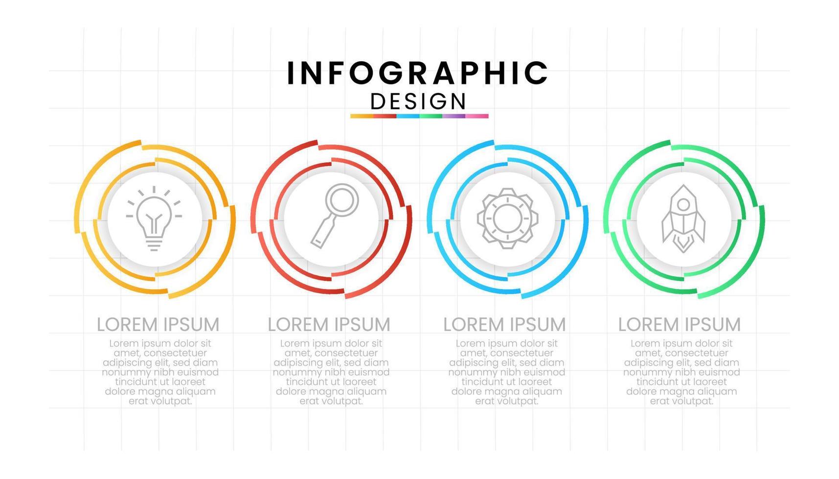 Business data process chart concept. Circle infographic icons designed for modern background template with 4 options, steps, parts vector