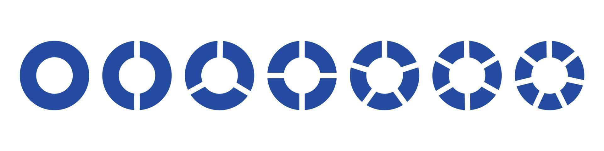 Wheel diagrams. Fractions pie divided for math. Circle pie with pieces. Segment slice set. Simple geometry. Vector isolated illustration