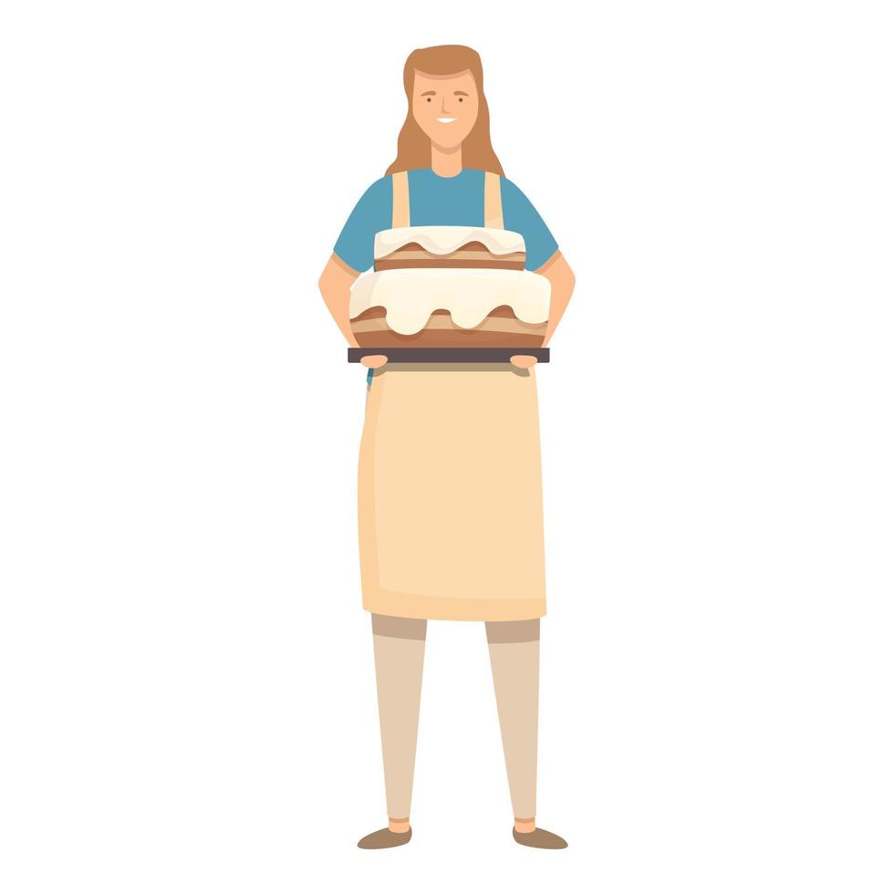 Cake cook woman icon cartoon vector. Family food vector