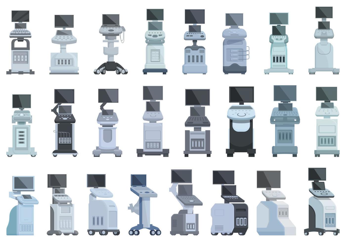 Ultrasound machine icons set cartoon vector. Probe doctor vector