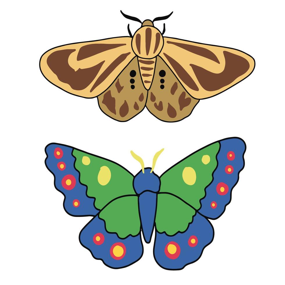 conjuntos de dos hermosa mariposa y polilla ,bien para gráfico diseño recursos. vector