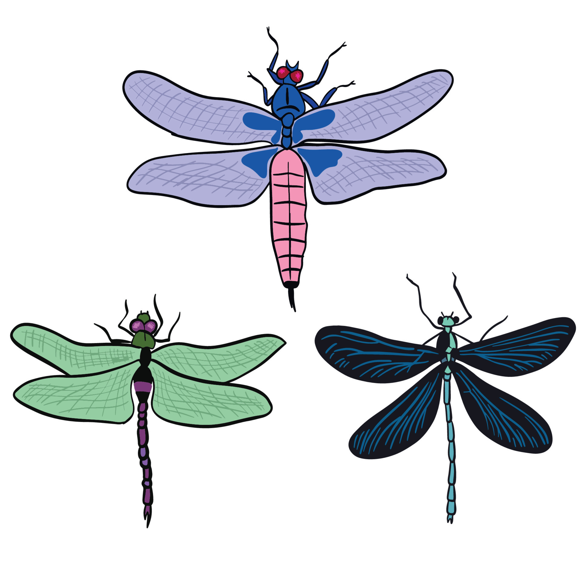 Sets of three dragon flys,good for graphic design resources. 23111109  Vector Art at Vecteezy