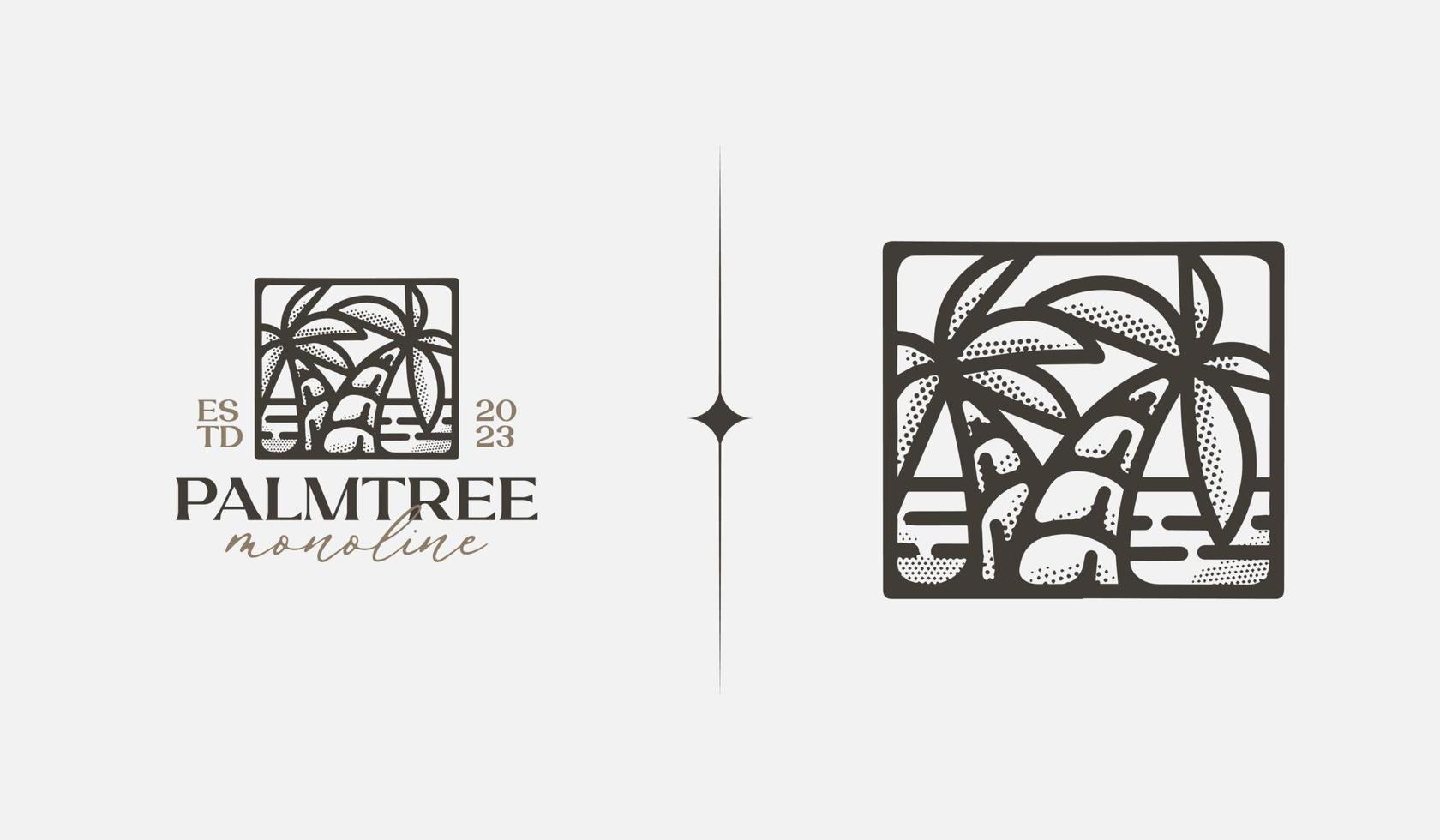 Palm Tree Summer Tropical monoline. Universal creative premium symbol. Vector sign icon logo template. Vector illustration