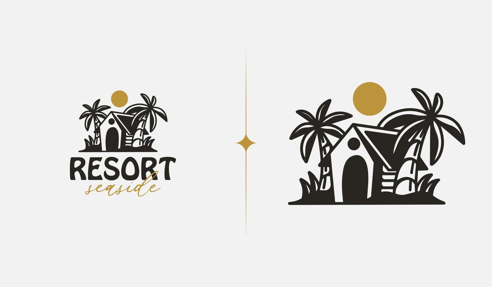 Beach Resort Palm Tree monoline. Universal creative premium symbol. Vector sign icon logo template. Vector illustration