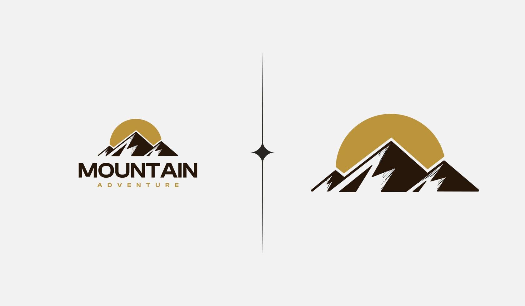 Mountain Hill Top Sun Rays monoline. Universal creative premium symbol. Vector sign icon logo template. Vector illustration