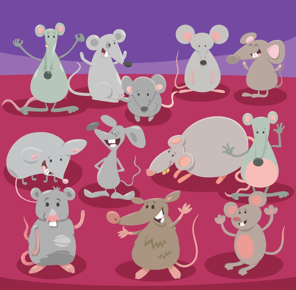 cartoon mice rodent animal characters group vector