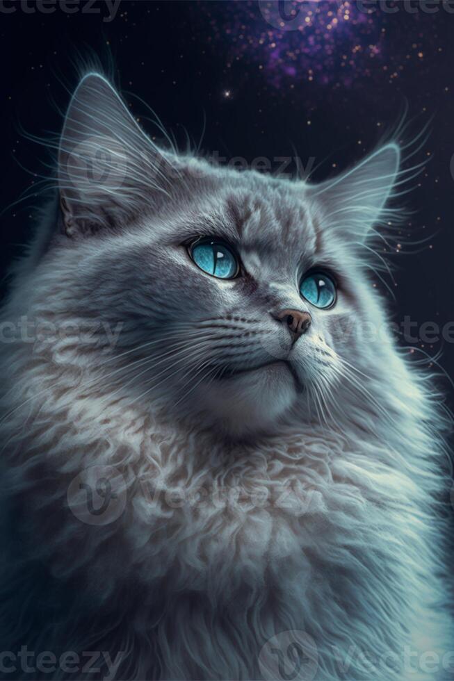 close up of a cat with blue eyes. . photo