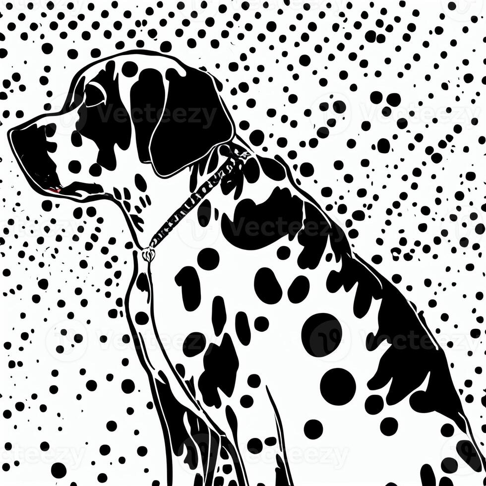 black and white drawing of a dalmatian dog. . photo