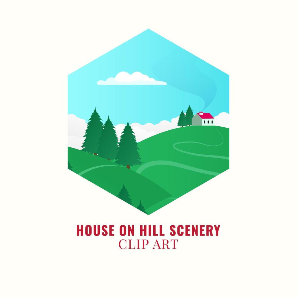 house on hill vector scenery landscape clipart