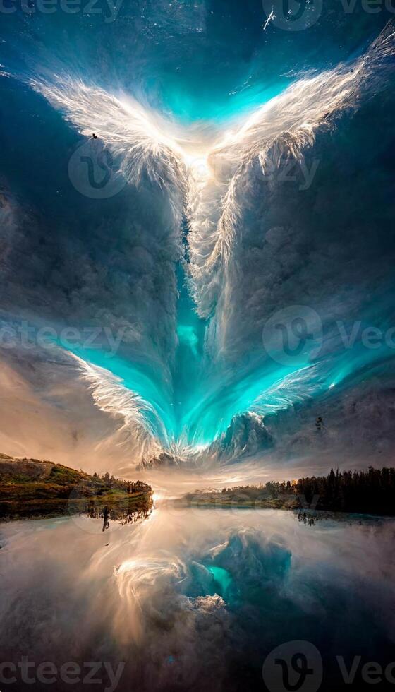 large cloud formation over a body of water. . photo