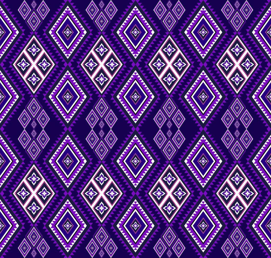 Colorful ethnic folk geometric seamless pattern in purple vector illustration design for fabric, mat, carpet, scarf, wrapping paper, tile and more