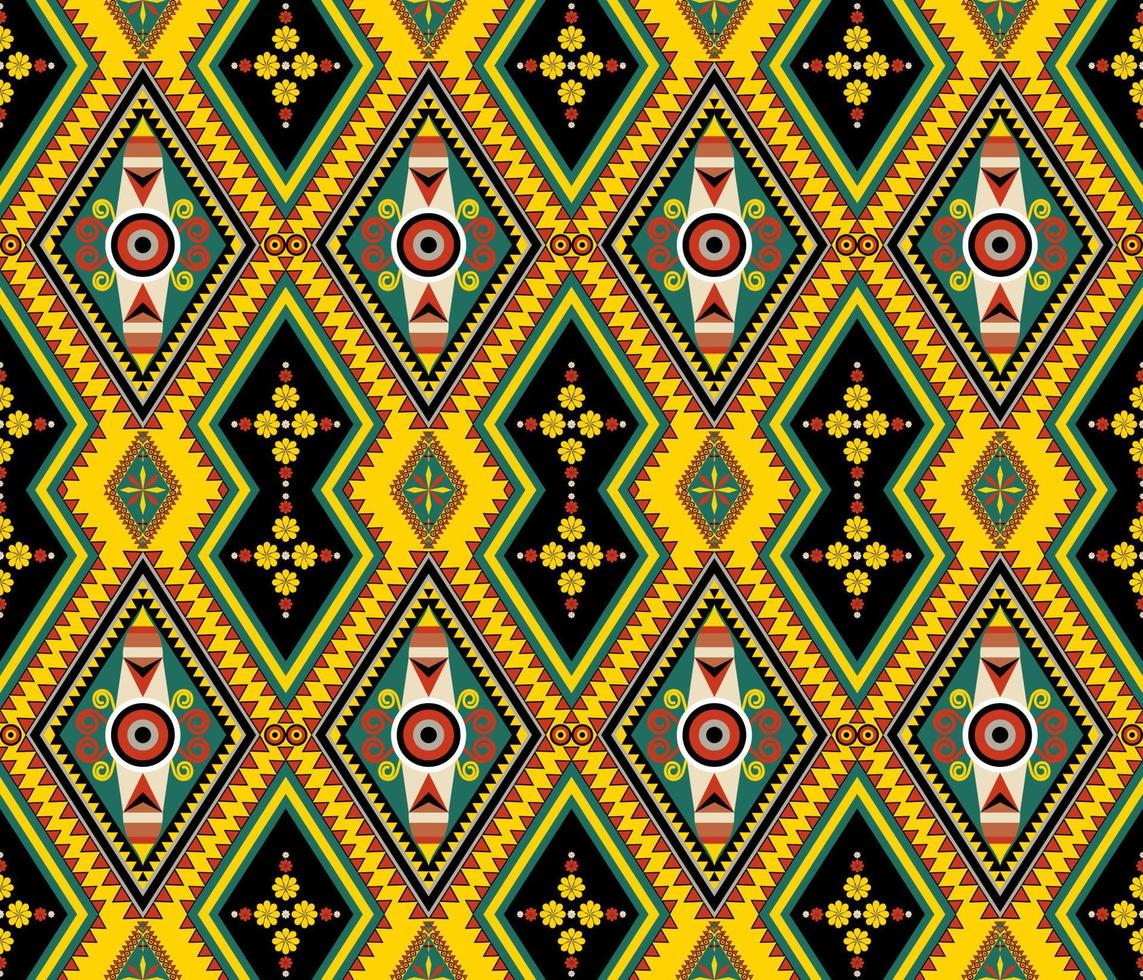 Colorful ethnic folk geometric seamless pattern in vector illustration design for fabric, mat, carpet, scarf, wrapping paper, tile and more