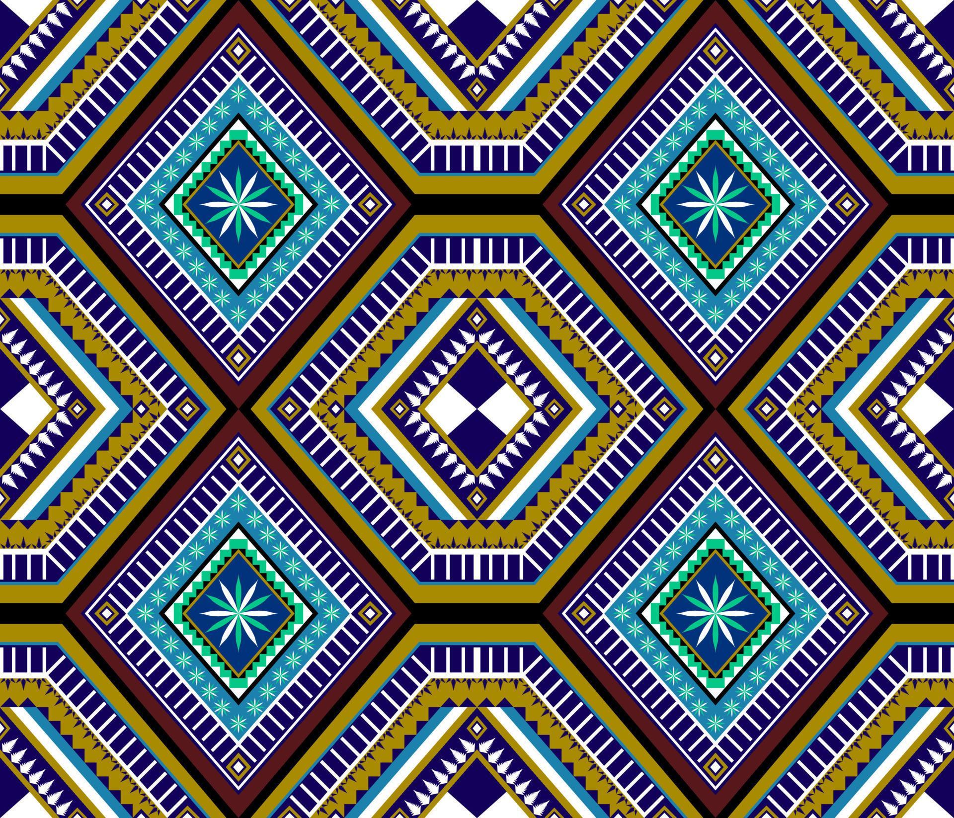 Colorful ethnic folk geometric seamless pattern in vector illustration design for fabric, mat