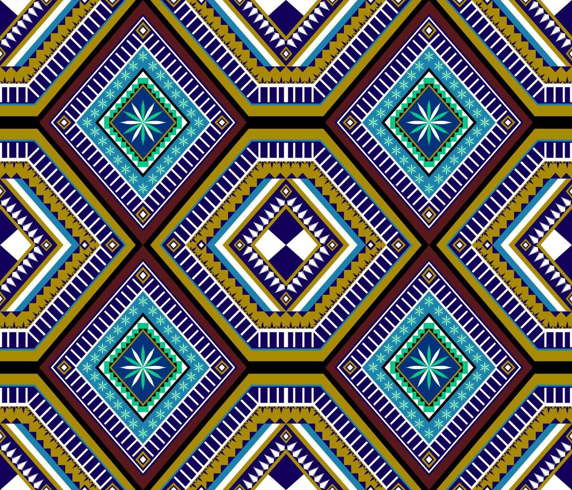 Colorful ethnic folk geometric seamless pattern in vector illustration design for fabric, mat, carpet, scarf, wrapping paper, tile and more