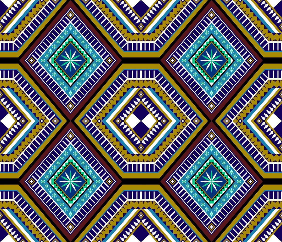 Colorful ethnic folk geometric seamless pattern in vector illustration design for fabric, mat, carpet, scarf, wrapping paper, tile and more