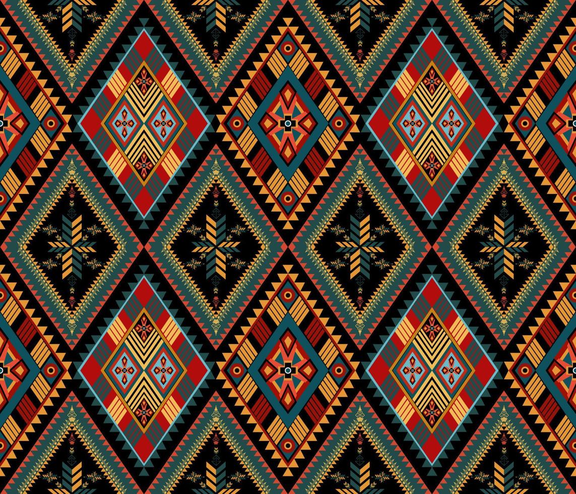 Colorful ethnic folk geometric seamless pattern in vector illustration design for fabric, mat, carpet, scarf, wrapping paper, tile and more