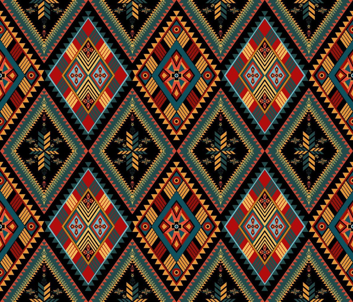 Colorful ethnic folk geometric seamless pattern in vector illustration design for fabric, mat, carpet, scarf, wrapping paper, tile and more