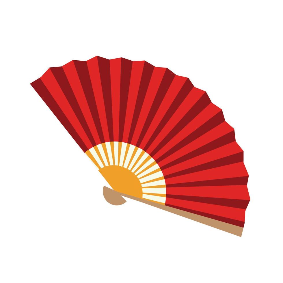 Open hand fan on a white background. Traditional decoration and accessory. Vector flat illustration.