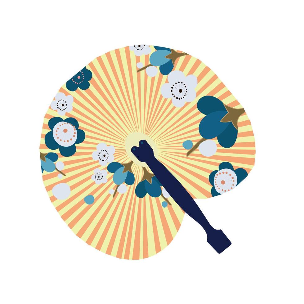Open hand fan on a white background. Traditional decoration and accessory. Vector flat illustration.