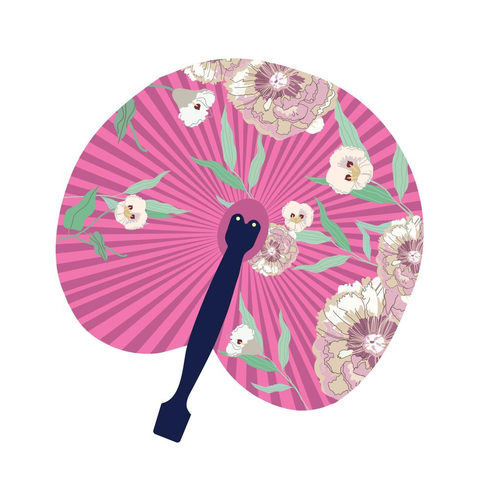 Open hand fan on a white background. Traditional decoration and accessory. Vector flat illustration.