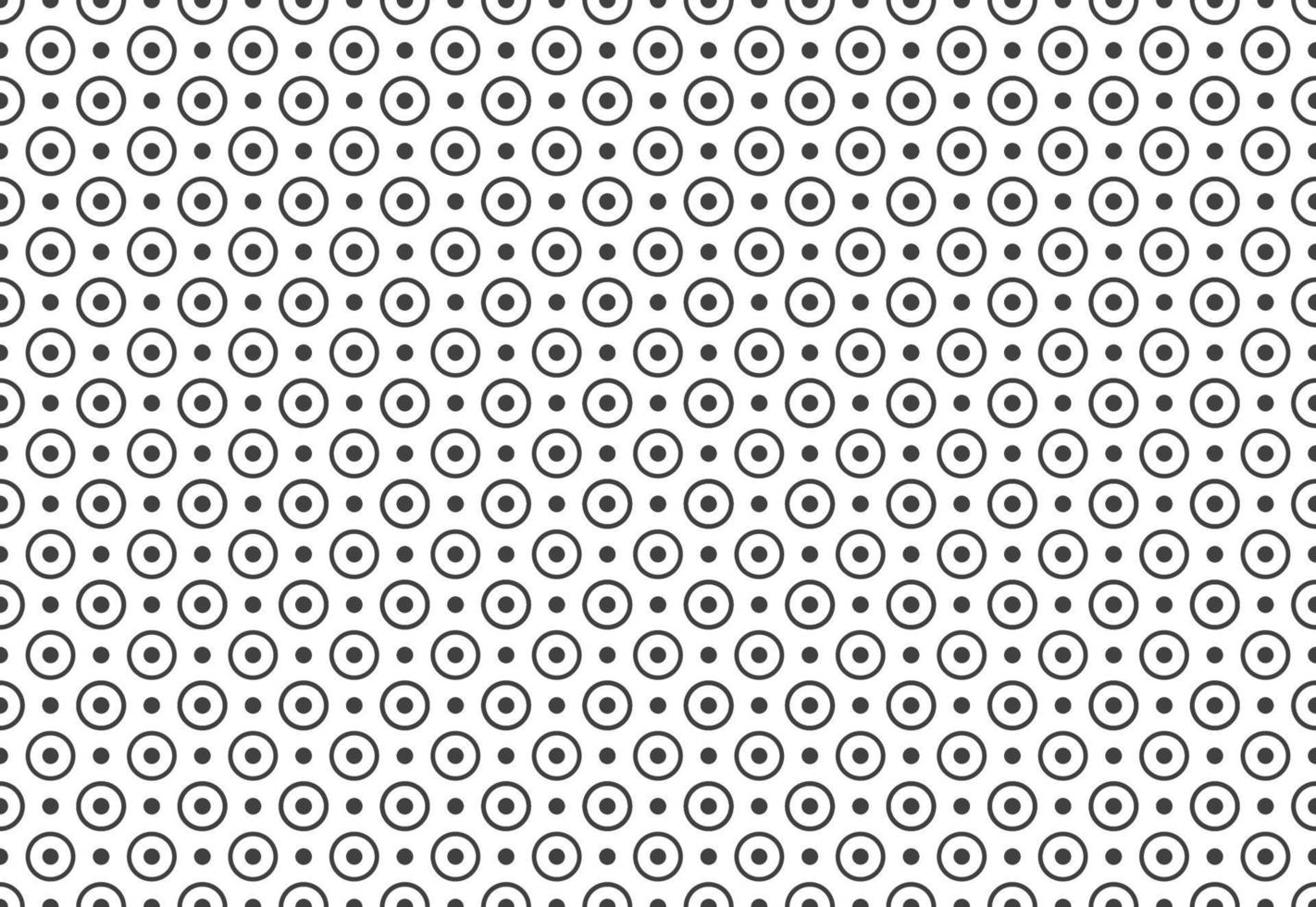 Grey and white polka dot and outline ring circle pattern vector background.