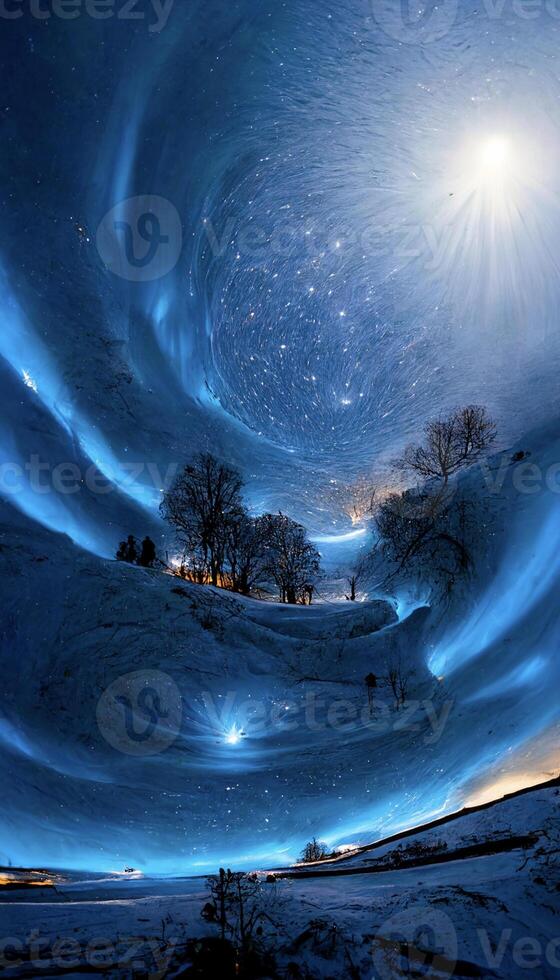 group of people standing on top of a snow covered slope. . photo