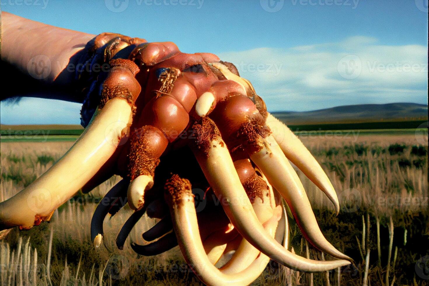 close up of a person holding a bunch of onions. . photo