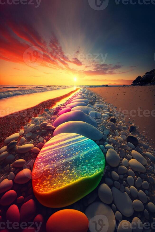 group of rocks sitting on top of a beach. . photo